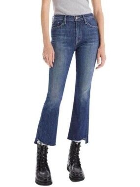 MOTHER The Insider Crop Step Fray Jeans Girl Crush Stretch Denim Cropped Size 28